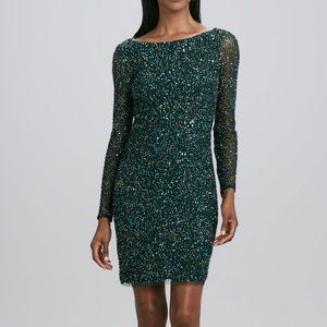 Aidan Mattox Sequined Long Sleeve Cocktail Dress